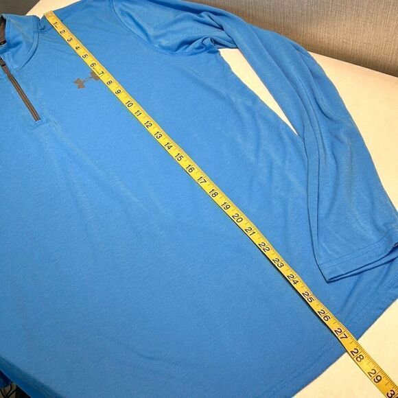 Under Armour 1/4 Zip Pullover Sz Large Loose Fit HeatGear Blue Lightweight - Picture 7 of 7